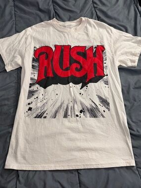 Rush - White Short Sleeve Graphic Tee with Red RUSH Logo